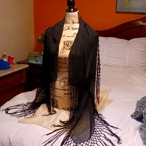 Luxury Sheer Shawl or Wrap w/ Fringe in Silk😊 Fits up to 4X